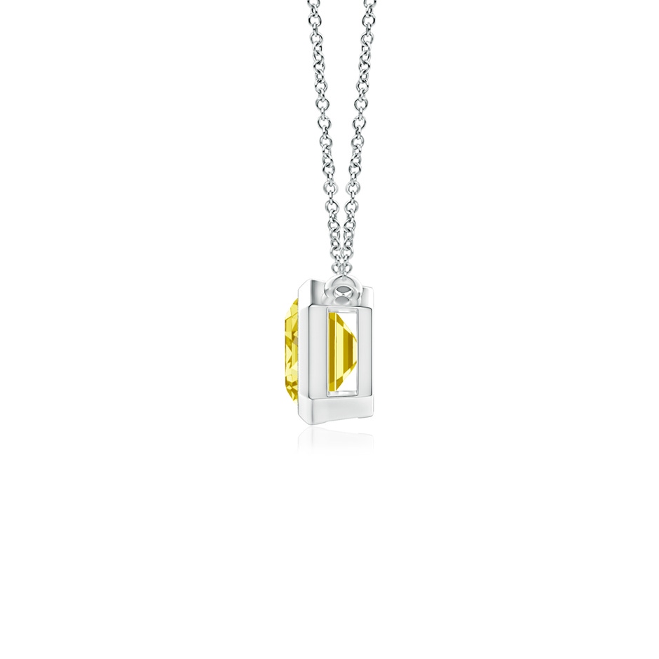 7x5mm AAAA East-West Bezel-Set Emerald-Cut Fancy Intense Yellow Diamond Pendant in P950 Platinum side 199