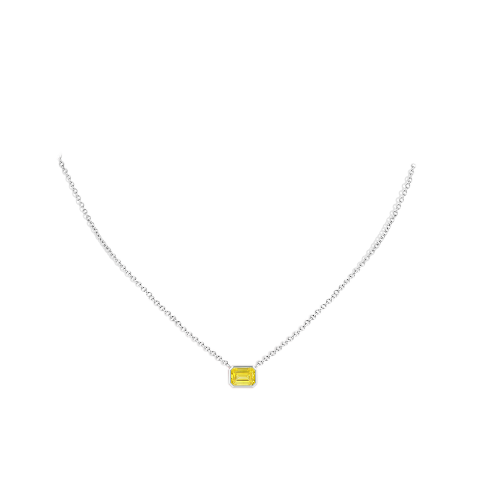 7x5mm AAAA East-West Bezel-Set Emerald-Cut Fancy Intense Yellow Diamond Pendant in P950 Platinum pen