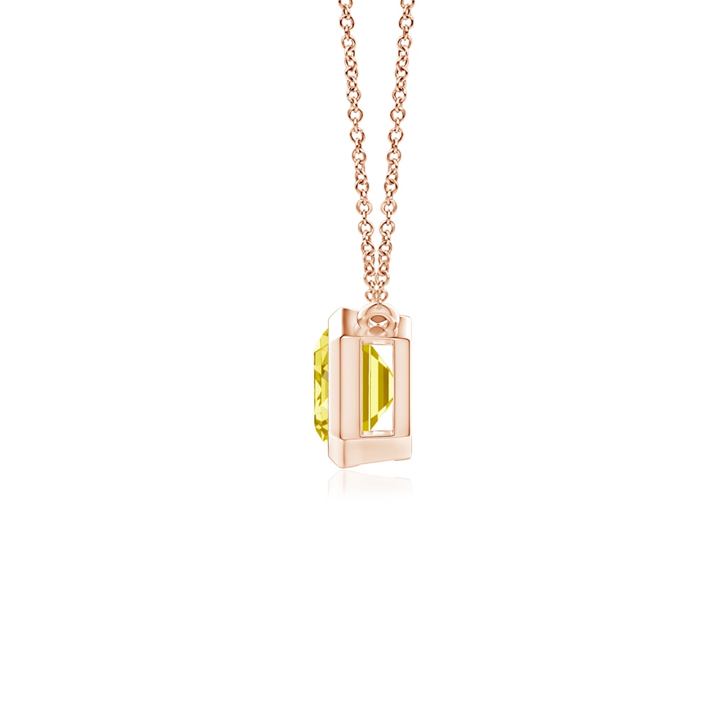 7x5mm AAAA East-West Bezel-Set Emerald-Cut Fancy Intense Yellow Diamond Pendant in Rose Gold - side 199