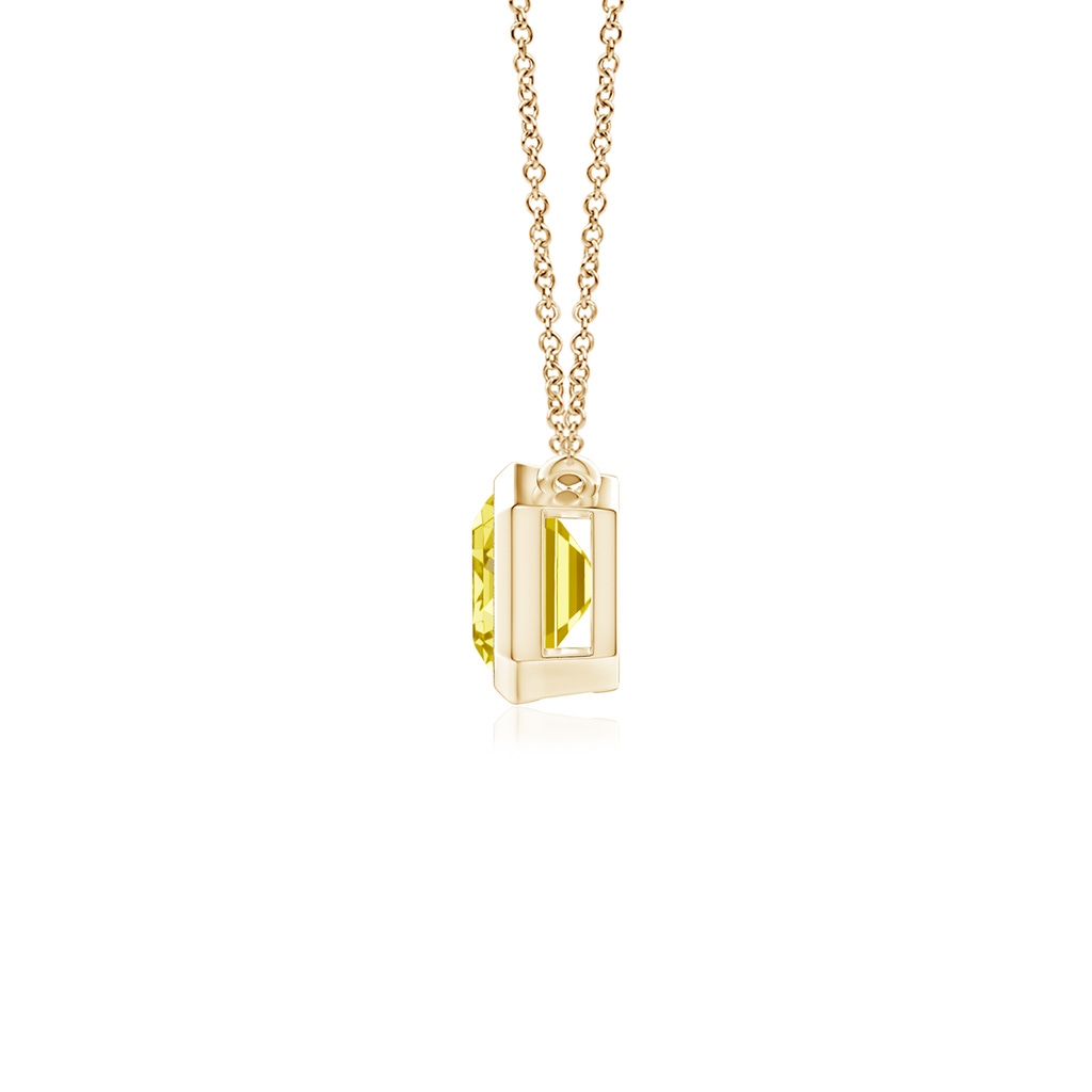 7x5mm AAAA East-West Bezel-Set Emerald-Cut Fancy Intense Yellow Diamond Pendant in Yellow Gold - side 199