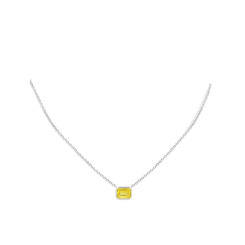 8x6mm AAAA East-West Bezel-Set Emerald-Cut Fancy Intense Yellow Diamond Pendant in 18K White Gold pen