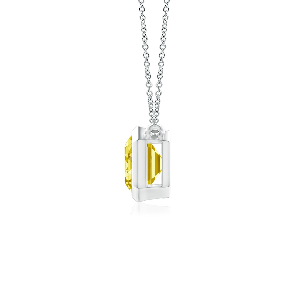8x6mm AAAA East-West Bezel-Set Emerald-Cut Fancy Intense Yellow Diamond Pendant in White Gold - side 199