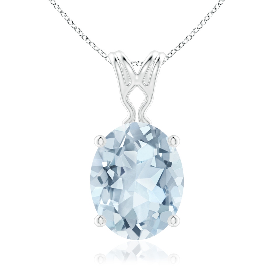 10x8mm A Vintage Inspired Solitaire Oval Aquamarine Pendant in White Gold 