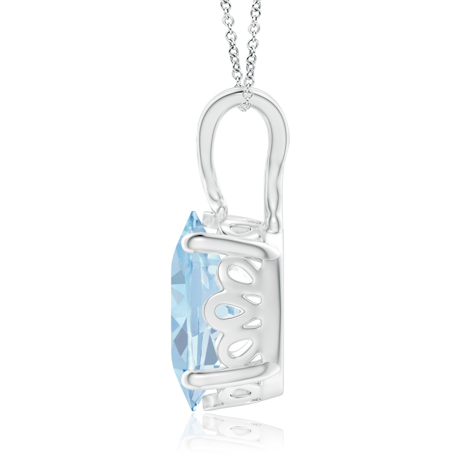 10x8mm A Vintage Inspired Solitaire Oval Aquamarine Pendant in White Gold side 1