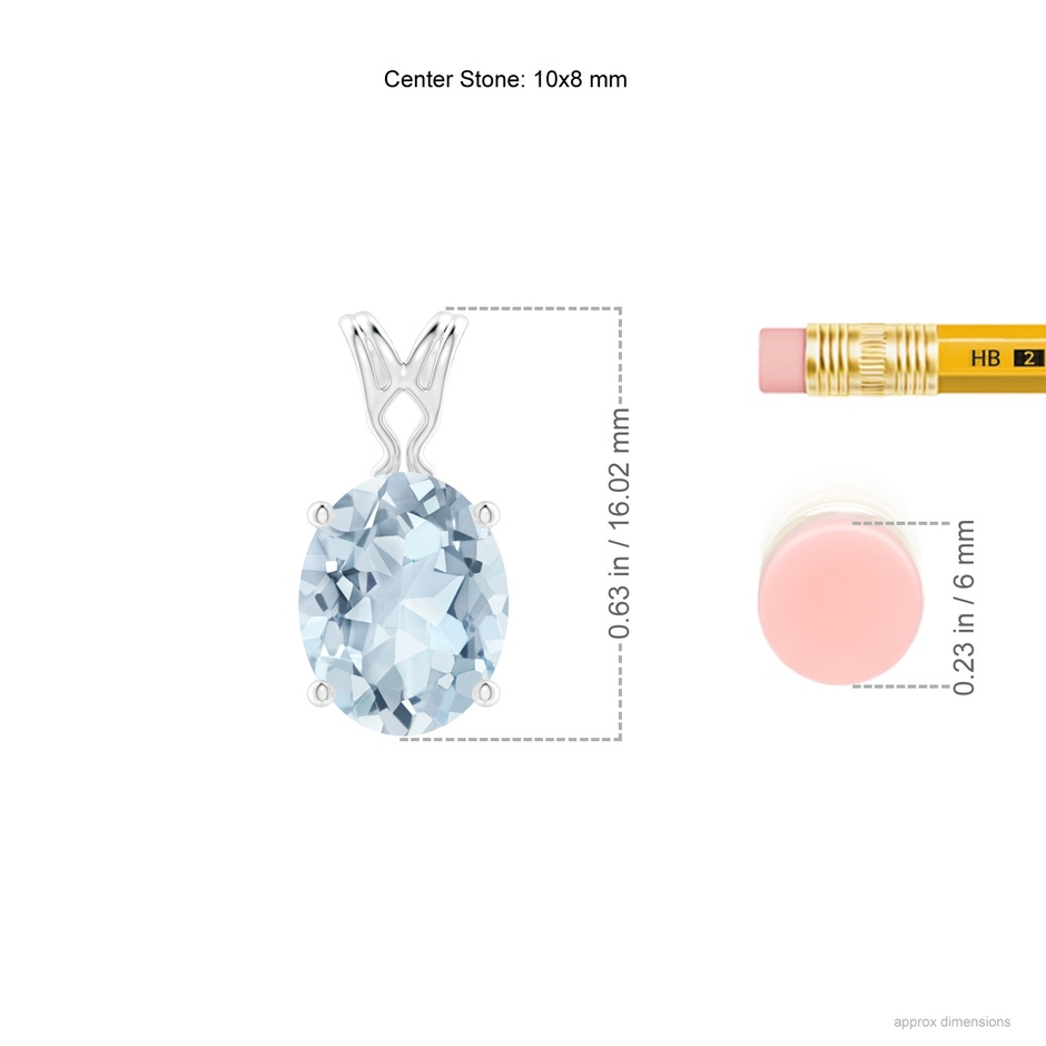10x8mm A Vintage Inspired Solitaire Oval Aquamarine Pendant in White Gold ruler