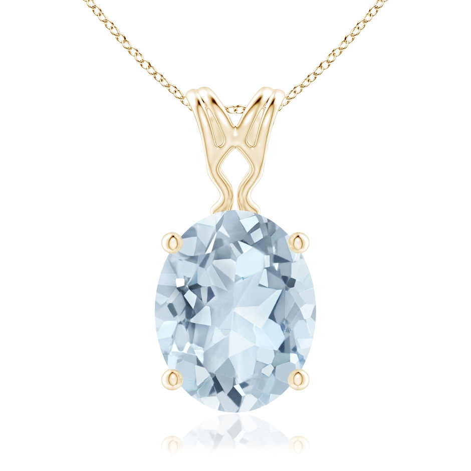 10x8mm A Vintage Inspired Solitaire Oval Aquamarine Pendant in Yellow Gold 