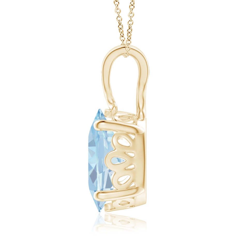 10x8mm A Vintage Inspired Solitaire Oval Aquamarine Pendant in Yellow Gold side 1