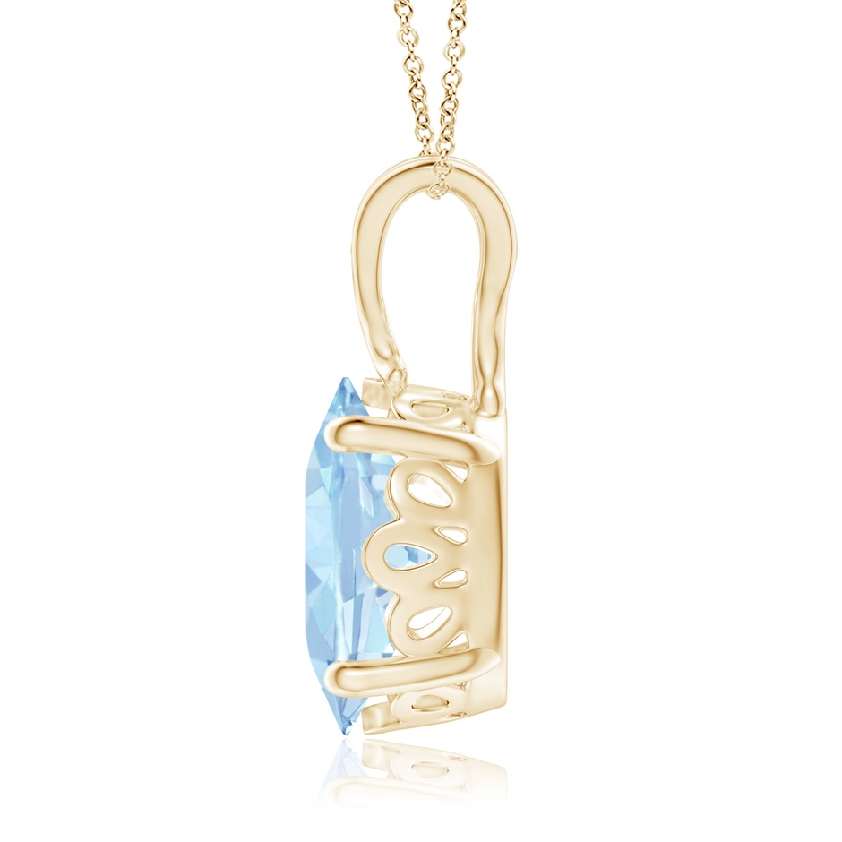 10x8mm AA Vintage Inspired Solitaire Oval Aquamarine Pendant in Yellow Gold side 1