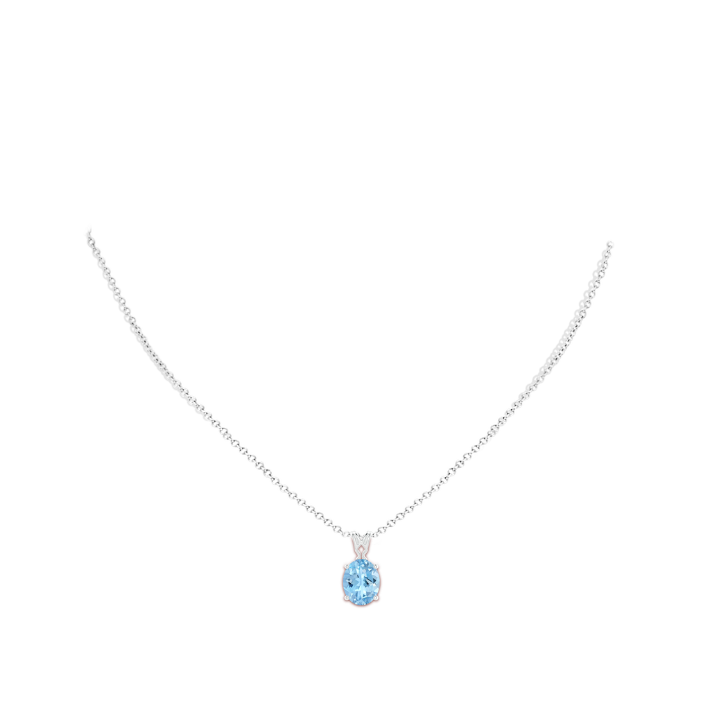 10x8mm AAAA Vintage Inspired Solitaire Oval Aquamarine Pendant in P950 Platinum Body-Neck
