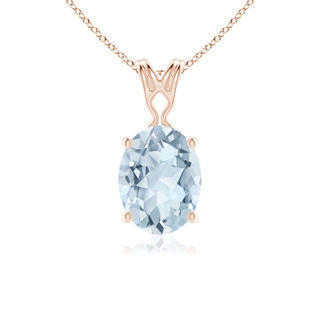 8x6mm A Vintage Inspired Solitaire Oval Aquamarine Pendant in Rose Gold
