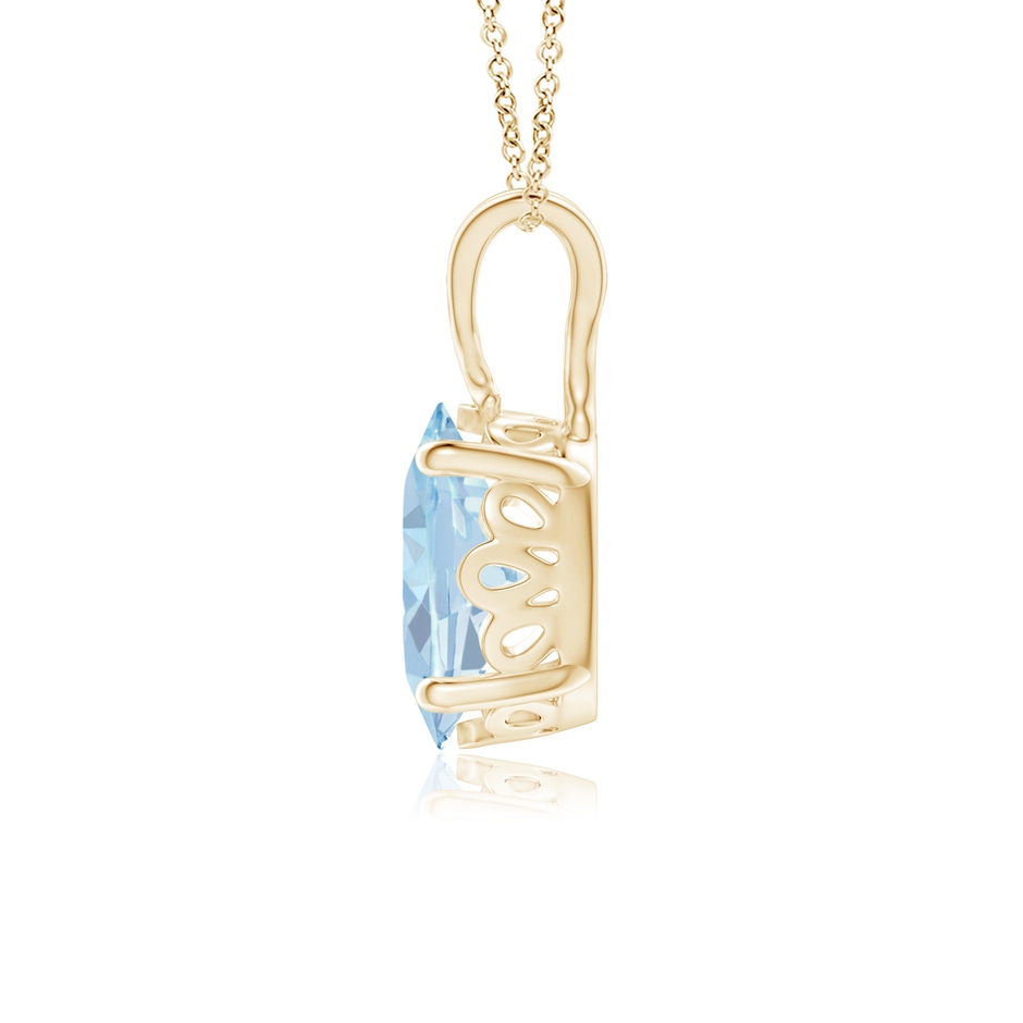 8x6mm A Vintage Inspired Solitaire Oval Aquamarine Pendant in Yellow Gold side 1