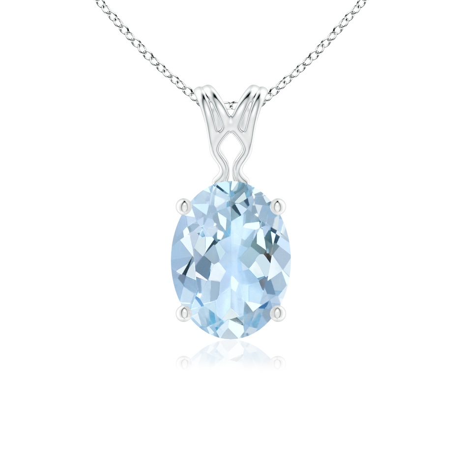 8x6mm AA Vintage Inspired Solitaire Oval Aquamarine Pendant in White Gold 