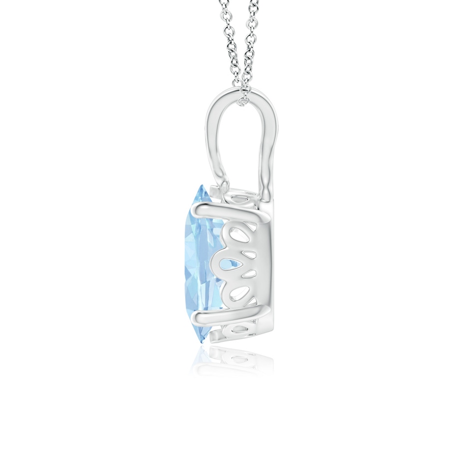 8x6mm AA Vintage Inspired Solitaire Oval Aquamarine Pendant in White Gold side 1