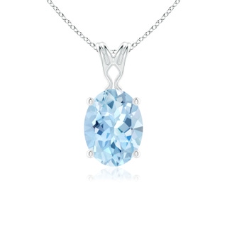 8x6mm AAA Vintage Inspired Solitaire Oval Aquamarine Pendant in P950 Platinum