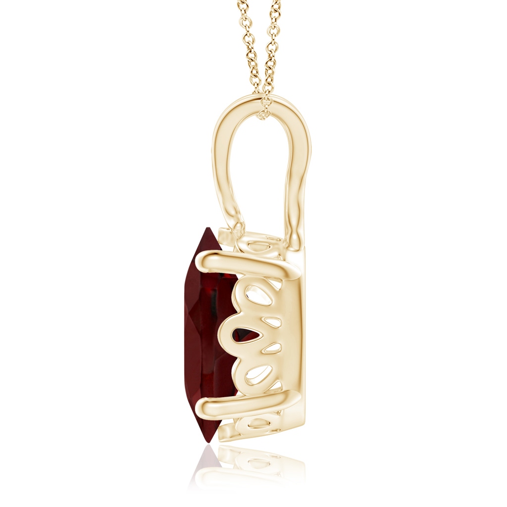 10x8mm AAA Vintage Inspired Solitaire Oval Garnet Pendant in Yellow Gold - side 1
