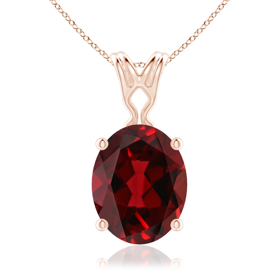 10x8mm AAAA Vintage Inspired Solitaire Oval Garnet Pendant in Rose Gold 