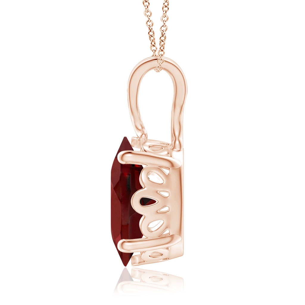 10x8mm AAAA Vintage Inspired Solitaire Oval Garnet Pendant in Rose Gold - side 1