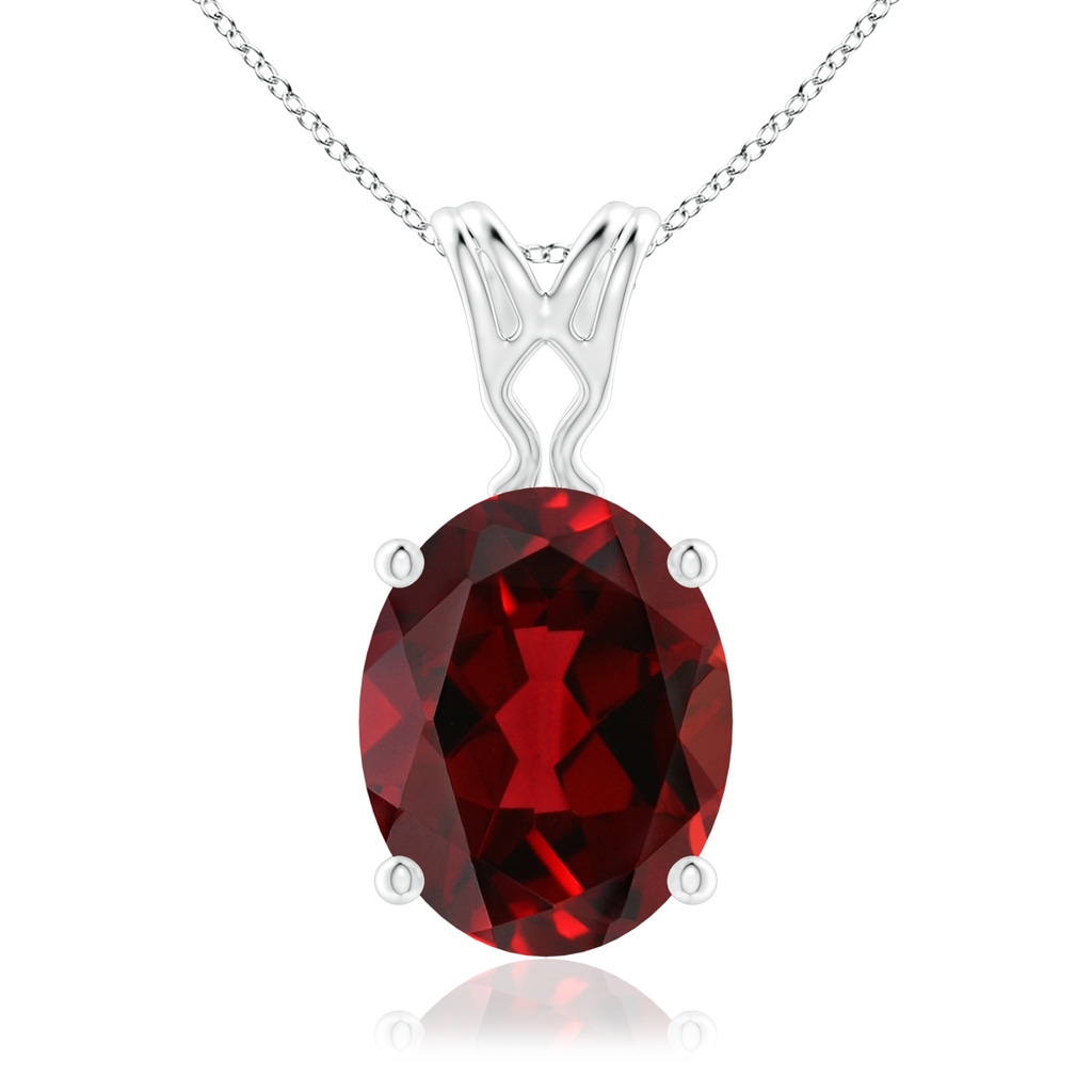 10x8mm AAAA Vintage Inspired Solitaire Oval Garnet Pendant in White Gold