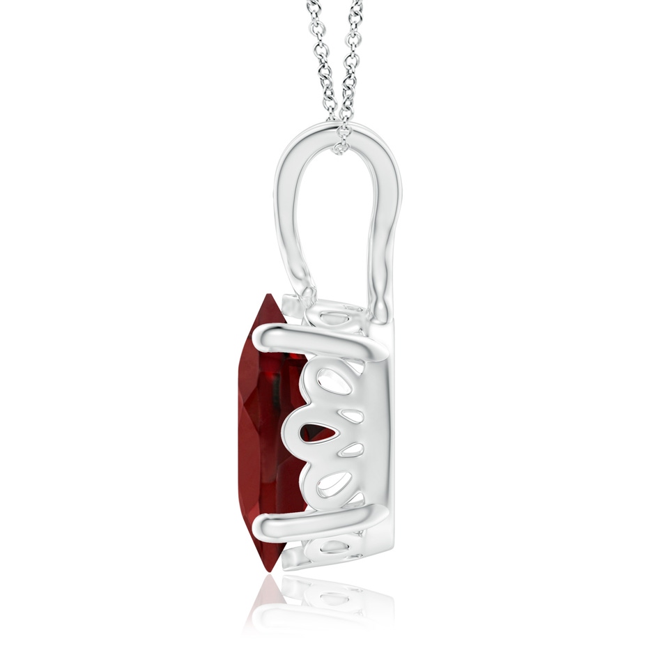 10x8mm AAAA Vintage Inspired Solitaire Oval Garnet Pendant in White Gold side 1