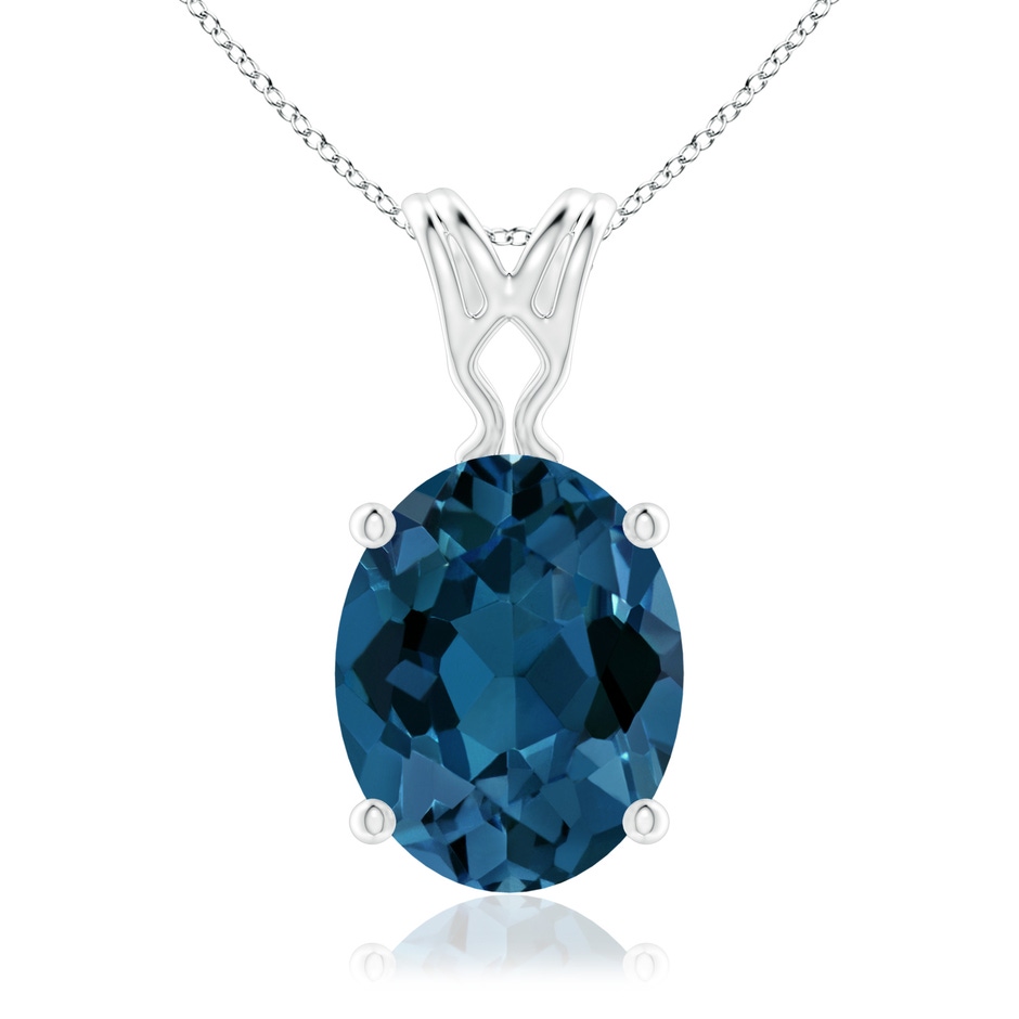 10x8mm AAA Vintage Inspired Solitaire Oval London Blue Topaz Pendant in P950 Platinum 