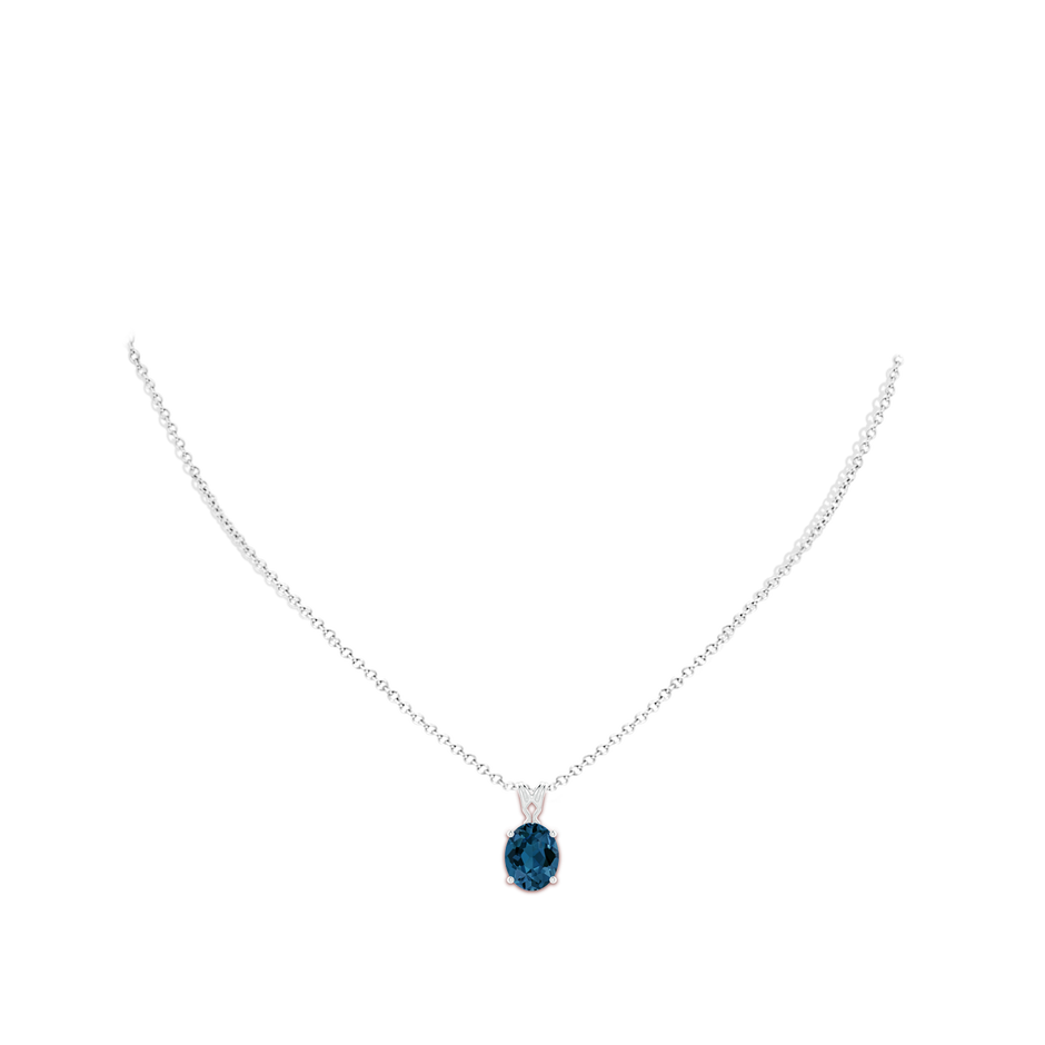 10x8mm AAA Vintage Inspired Solitaire Oval London Blue Topaz Pendant in P950 Platinum body-neck