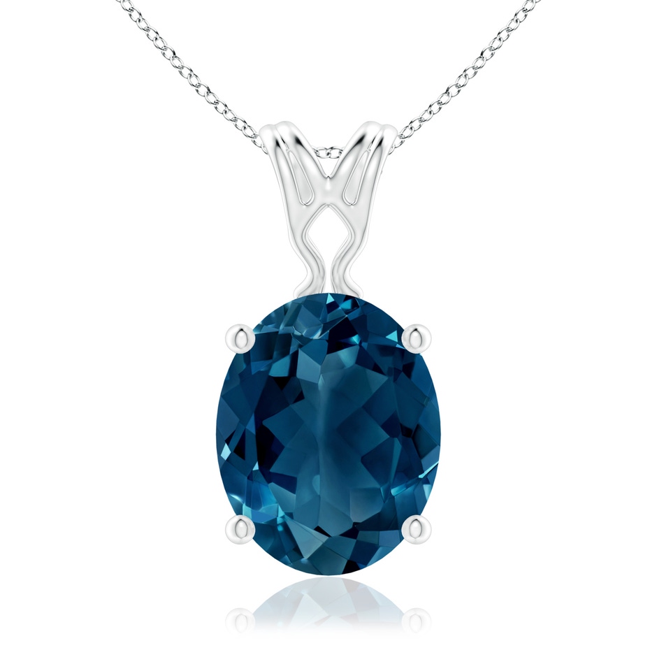 10x8mm AAAA Vintage Inspired Solitaire Oval London Blue Topaz Pendant in P950 Platinum 