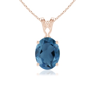 8x6mm A Vintage Inspired Solitaire Oval London Blue Topaz Pendant in Rose Gold