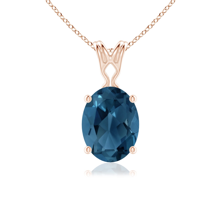 8x6mm AA Vintage Inspired Solitaire Oval London Blue Topaz Pendant in Rose Gold 