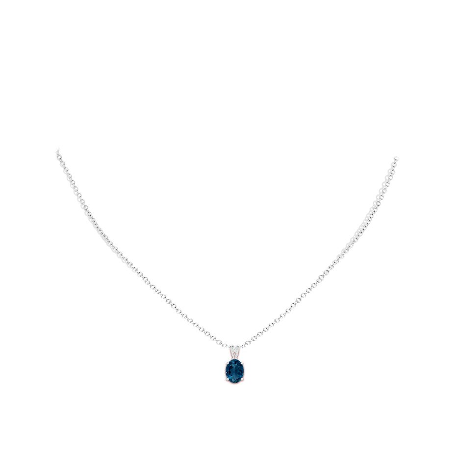 8x6mm AAAA Vintage Inspired Solitaire Oval London Blue Topaz Pendant in P950 Platinum body-neck