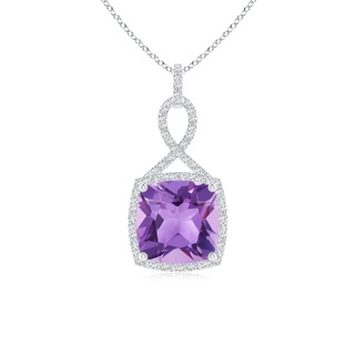 10mm A Cushion Amethyst Halo Pendant with Twisted Loop Bale in P950 Platinum