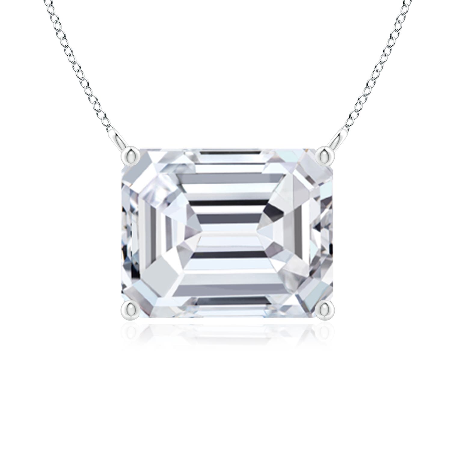 Angara 3.0 CTW East-West Emerald-Cut Diamond Solitaire Pendant in 14K White Gold