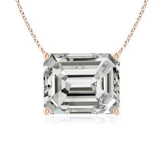 10x7mm KI3 East-West Emerald-Cut Diamond Solitaire Pendant in Rose Gold