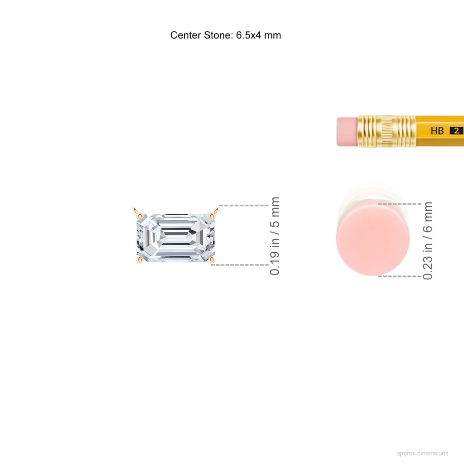 6.5x4mm HSI2 East-West Emerald-Cut Diamond Solitaire Pendant in Yellow Gold ruler