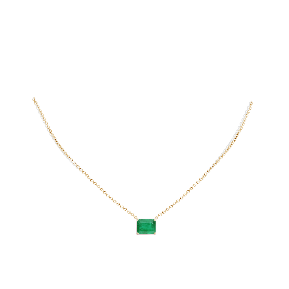10x8mm A East-West Emerald-Cut Emerald Solitaire Pendant in Yellow Gold pen