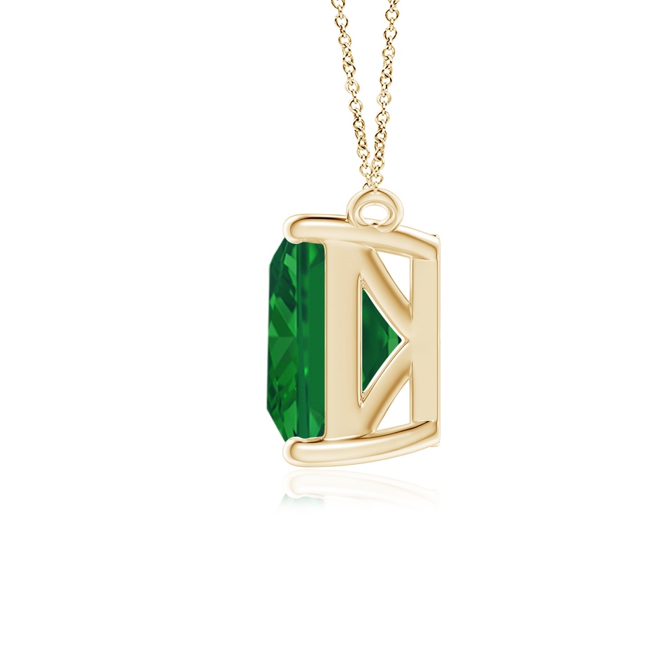 10x8mm AAA East-West Emerald-Cut Emerald Solitaire Pendant in 18K Yellow Gold side 199