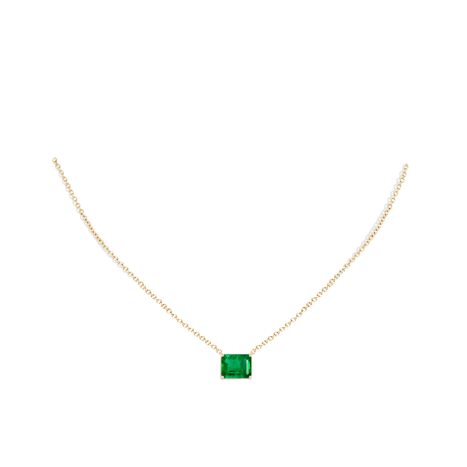 10x8mm AAA East-West Emerald-Cut Emerald Solitaire Pendant in 18K Yellow Gold pen