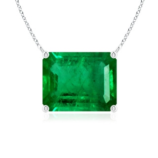 10x8mm AAA East-West Emerald-Cut Emerald Solitaire Pendant in P950 Platinum