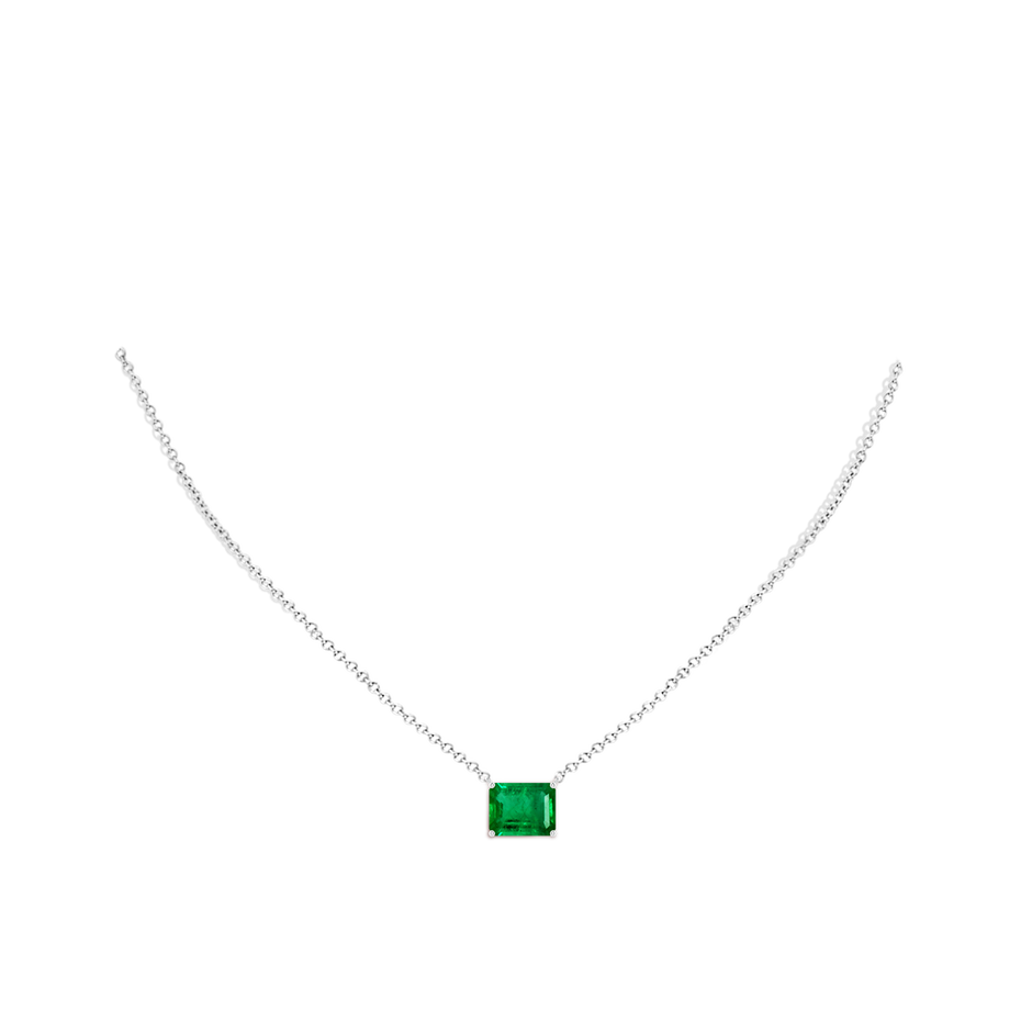 10x8mm AAA East-West Emerald-Cut Emerald Solitaire Pendant in P950 Platinum pen