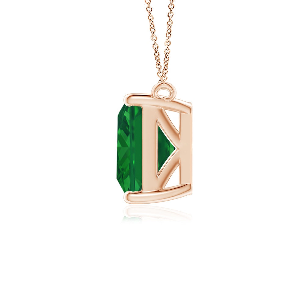 10x8mm AAA East-West Emerald-Cut Emerald Solitaire Pendant in Rose Gold side 199
