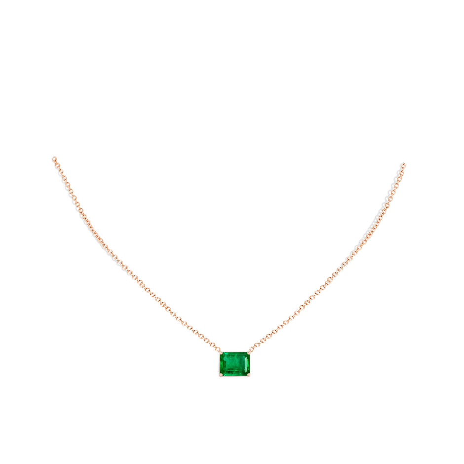 10x8mm AAA East-West Emerald-Cut Emerald Solitaire Pendant in Rose Gold pen