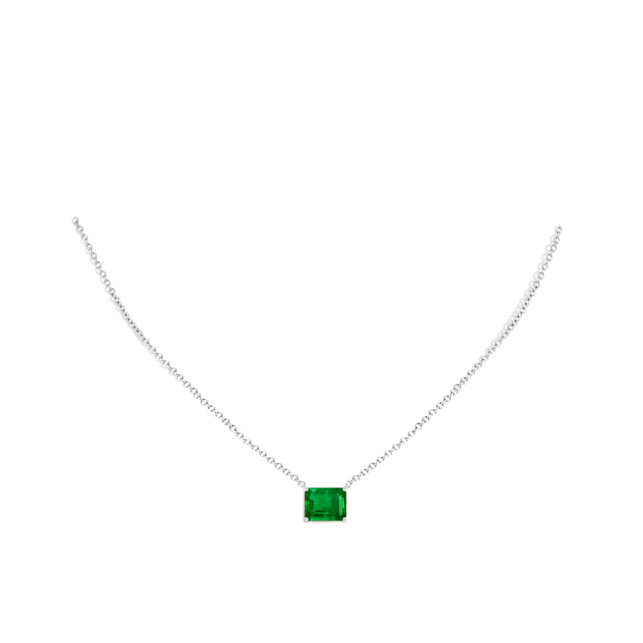 10x8mm AAAA East-West Emerald-Cut Emerald Solitaire Pendant in P950 Platinum pen