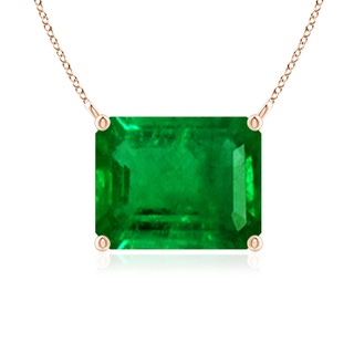 10x8mm AAAA East-West Emerald-Cut Emerald Solitaire Pendant in Rose Gold