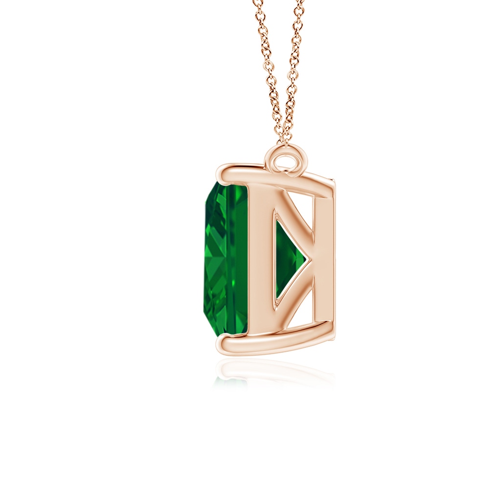 10x8mm AAAA East-West Emerald-Cut Emerald Solitaire Pendant in Rose Gold - side 199