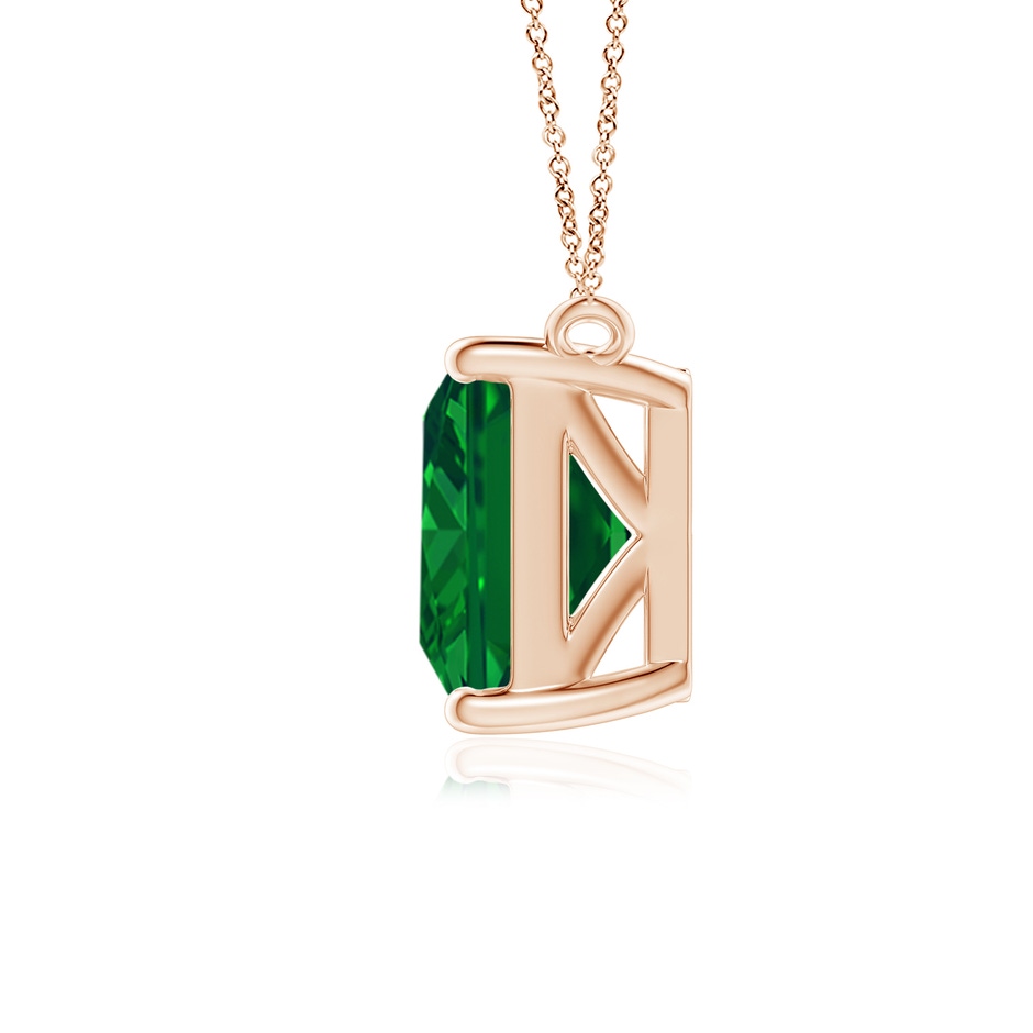 10x8mm AAAA East-West Emerald-Cut Emerald Solitaire Pendant in Rose Gold side 199