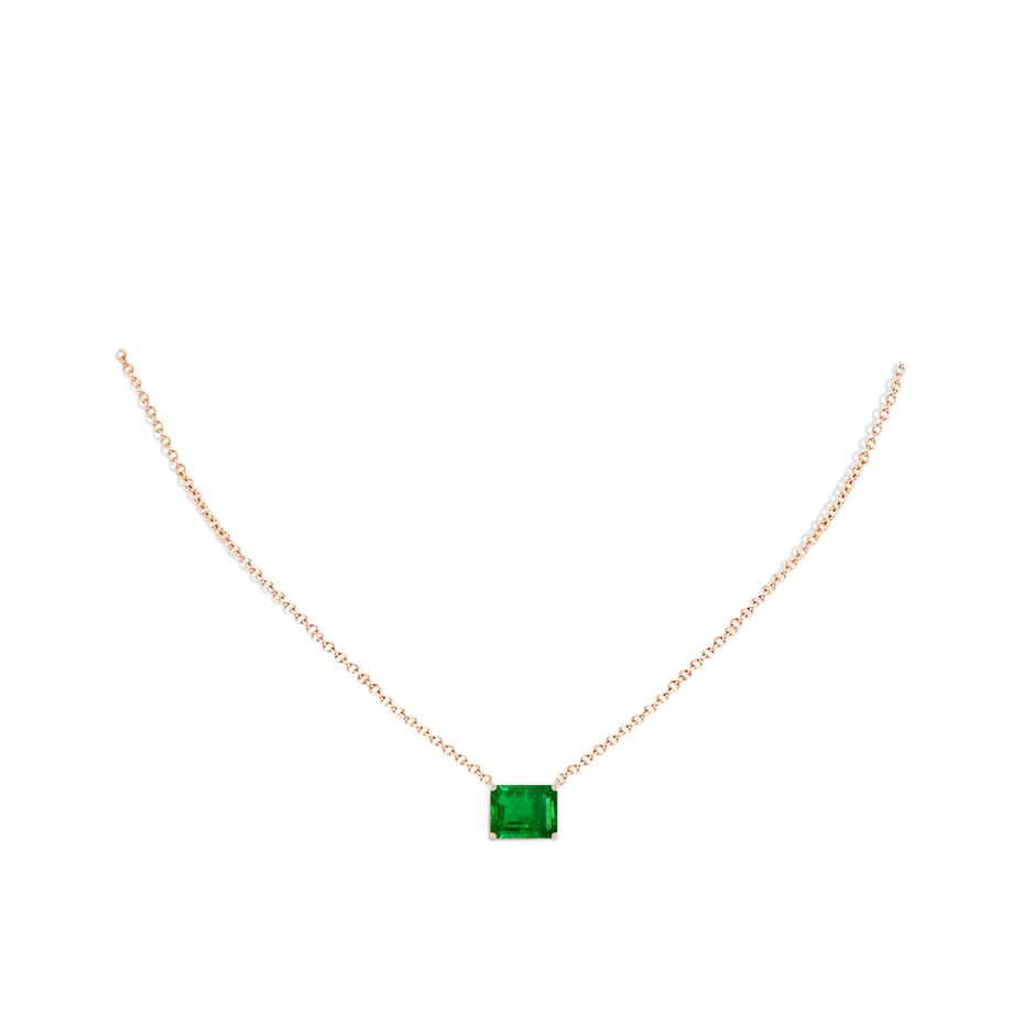 10x8mm AAAA East-West Emerald-Cut Emerald Solitaire Pendant in Rose Gold pen