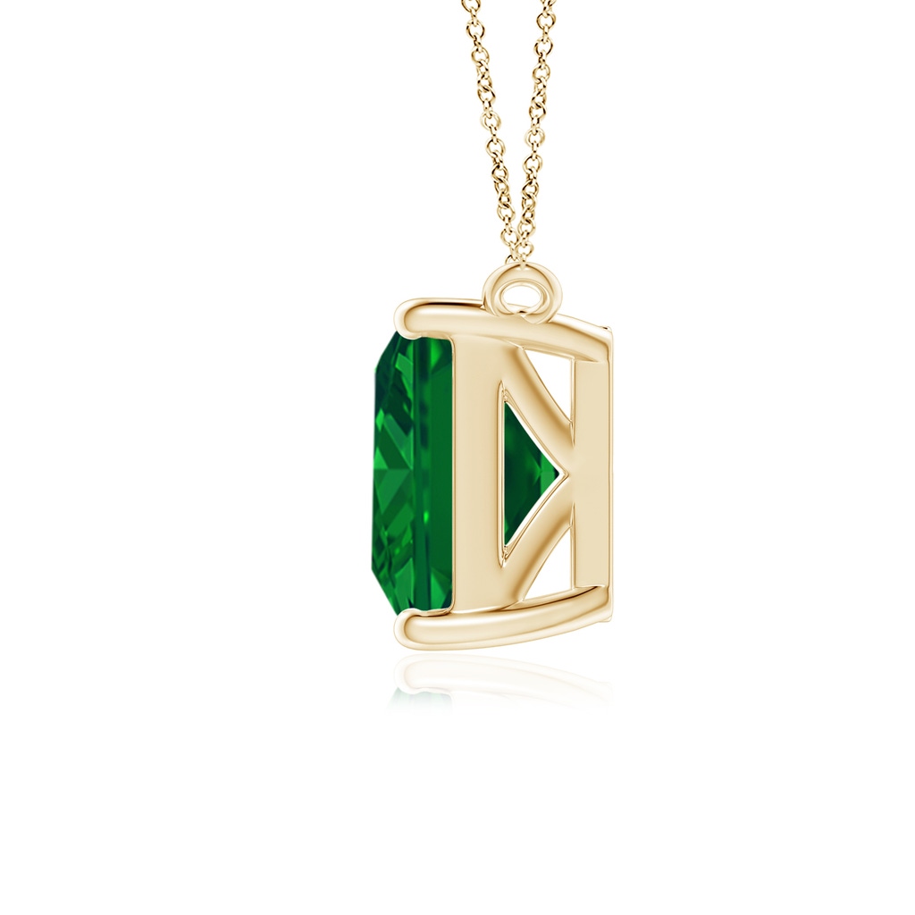 10x8mm AAAA East-West Emerald-Cut Emerald Solitaire Pendant in Yellow Gold - side 199