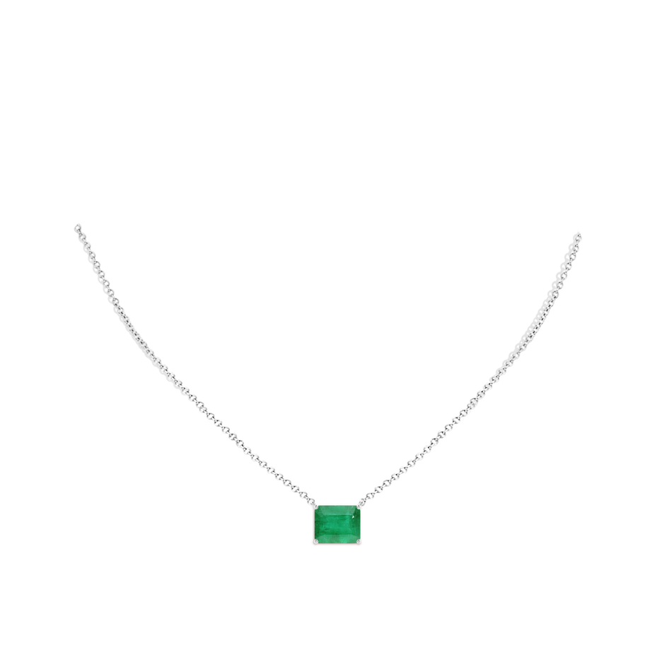 12x10mm A East-West Emerald-Cut Emerald Solitaire Pendant in P950 Platinum pen