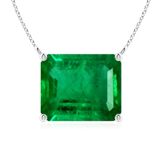 12x10mm AAA East-West Emerald-Cut Emerald Solitaire Pendant in P950 Platinum