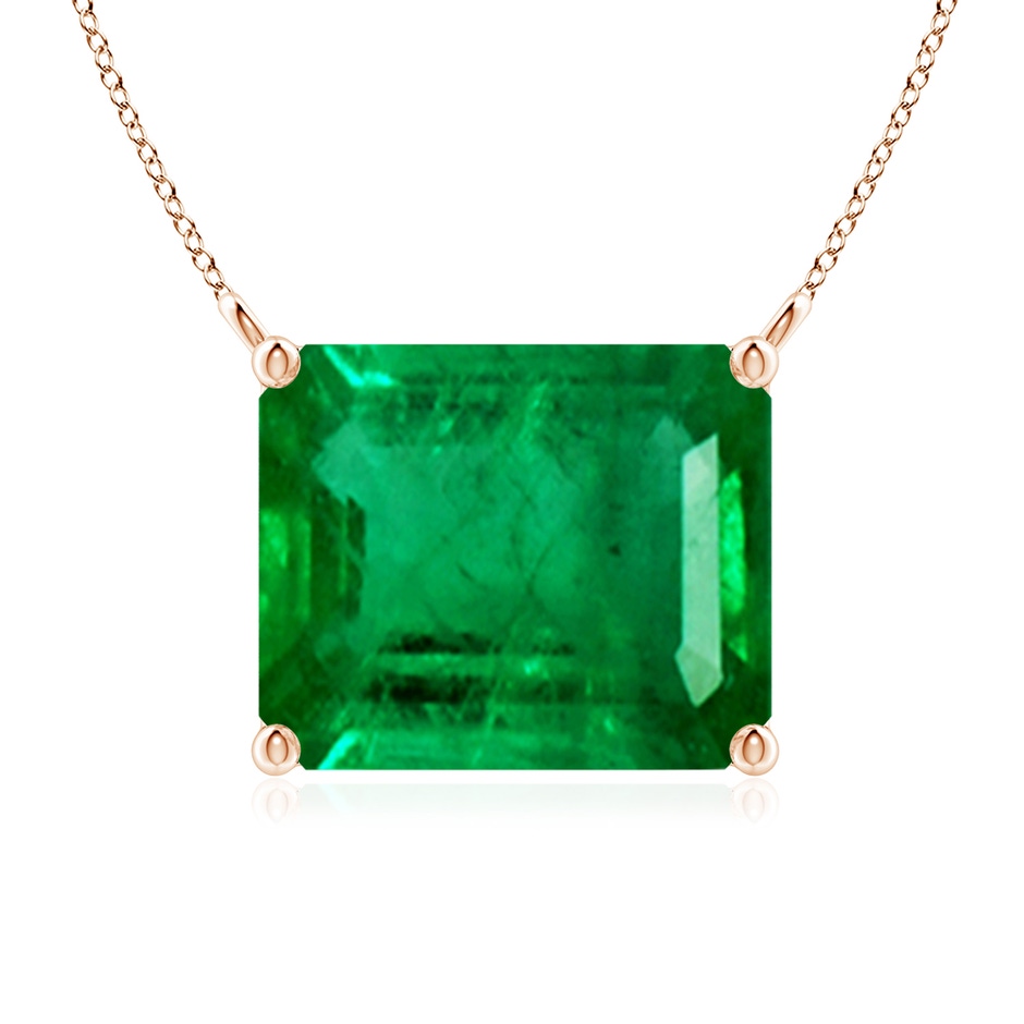 12x10mm AAA East-West Emerald-Cut Emerald Solitaire Pendant in Rose Gold 