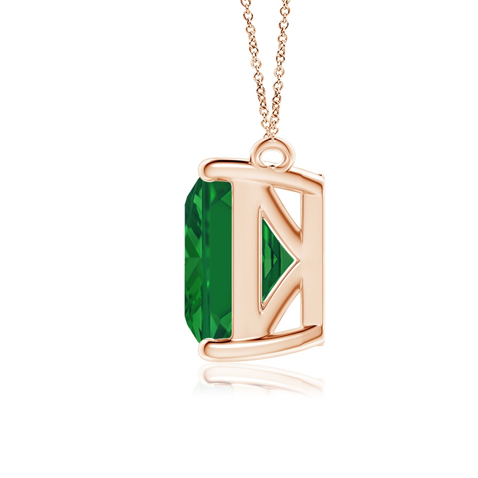 12x10mm AAA East-West Emerald-Cut Emerald Solitaire Pendant in Rose Gold side 199